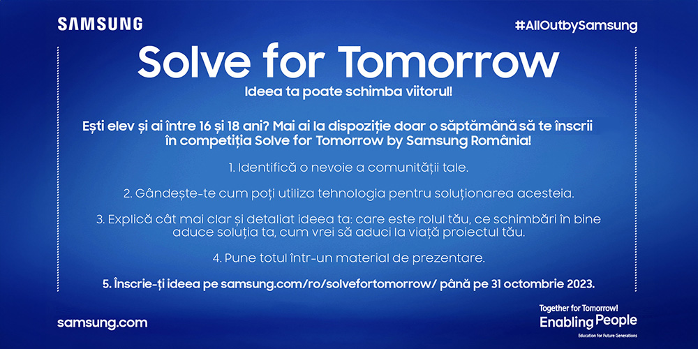 Ultima săptămână de înscrieri în competiția Solve for Tomorrow